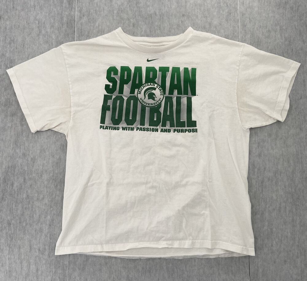 VINTAGE Nike Michigan State Spartans Adult Size Extra Large White T-Shirt Men XL